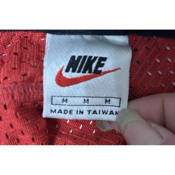 Vintage 90s Nike Fit Mens Shirt Red Mesh Swoosh Warmup Short Sleeves White Tag M - Picture 7 of 9